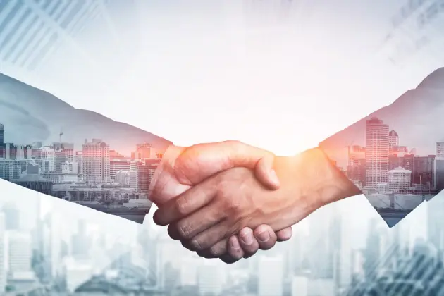 Technician handing over repaired washer with warranty