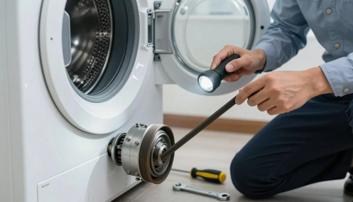 Inspecting drive belt and motor coupling