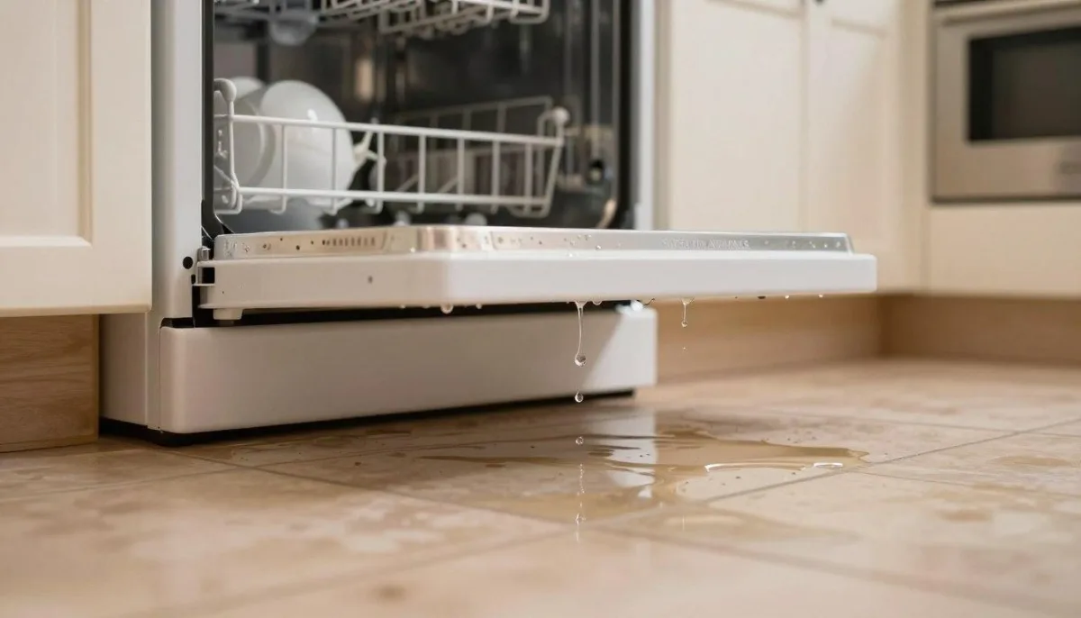 Water pooling under dishwasher